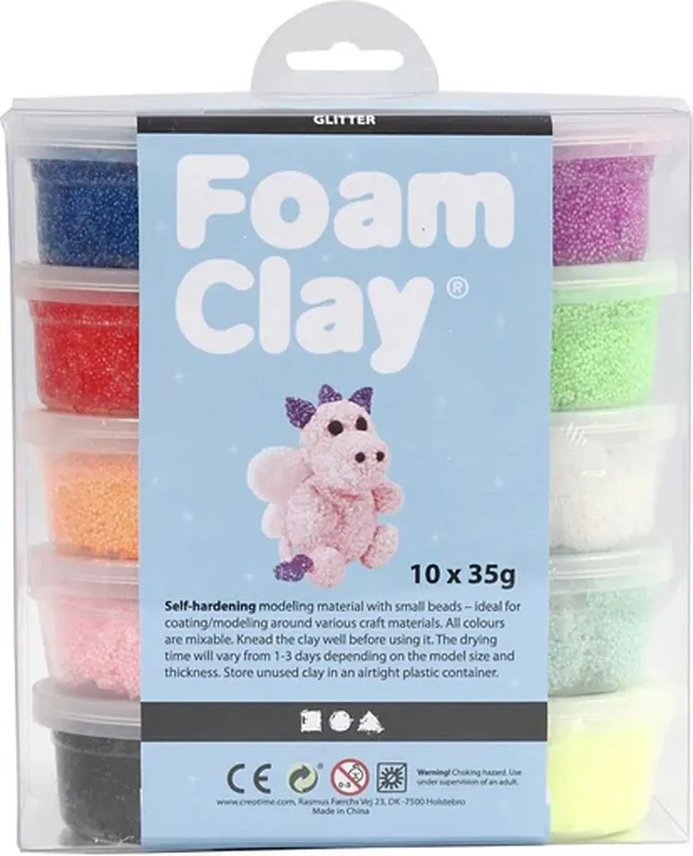 Foam Clay Glitter - 10 Doosjes - 35 gr per Doosje