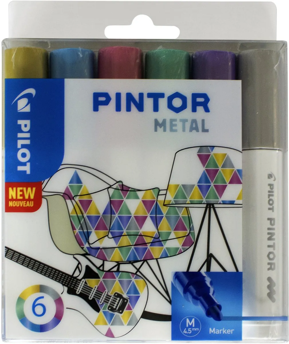 Pilot Pintor Metallic Verfstiften - 6 Stuks Assorti