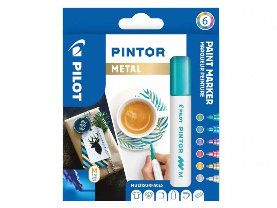 Pilot Pintor Metallic Verfstiften - 6 Stuks Assorti
