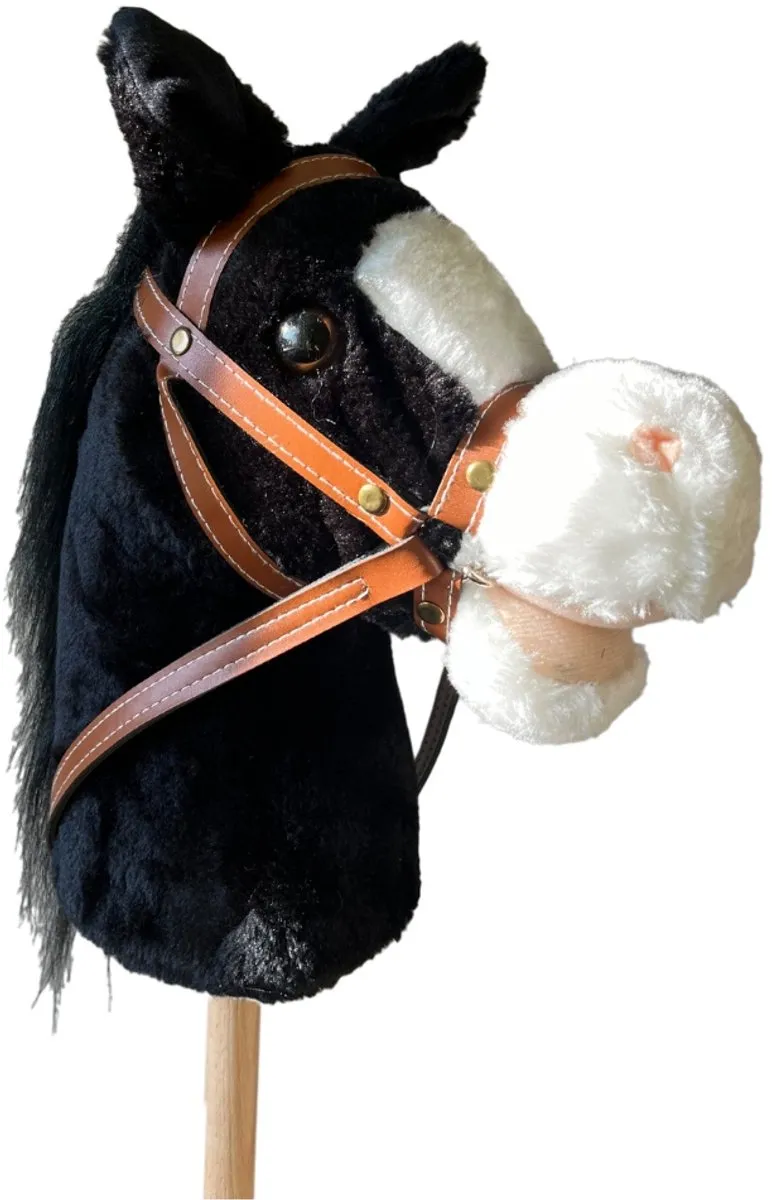 Venditoy® Hobbyhorse Stok Paard - Zwart Stokpaardje - Houten Speelgoed Peuter - Buitenspeelgoed - Hobby Horse Spullen - schoencadeautjes sinterklaas - Midnight