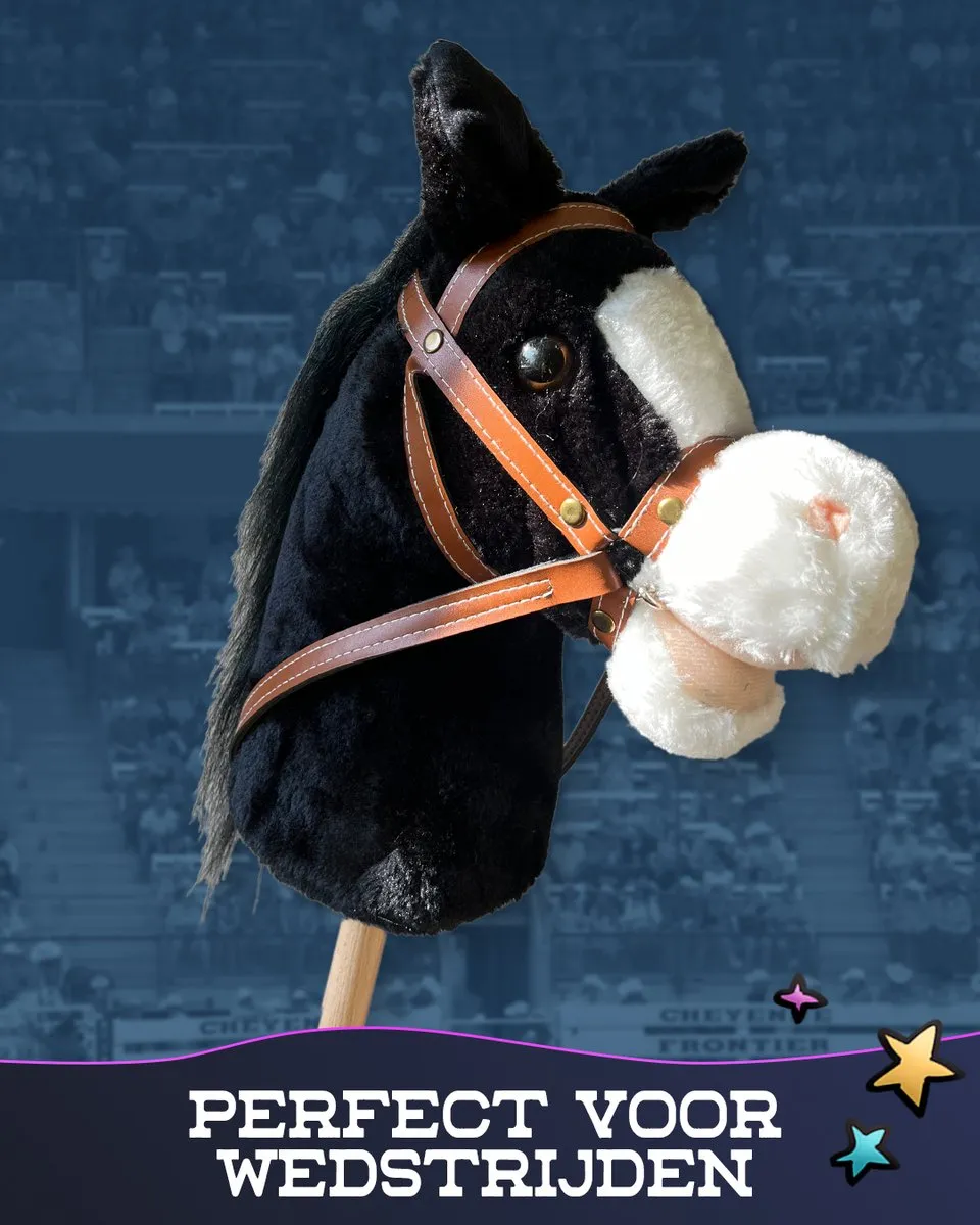 Venditoy® Hobbyhorse Stok Paard - Zwart Stokpaardje - Houten Speelgoed Peuter - Buitenspeelgoed - Hobby Horse Spullen - schoencadeautjes sinterklaas - Midnight