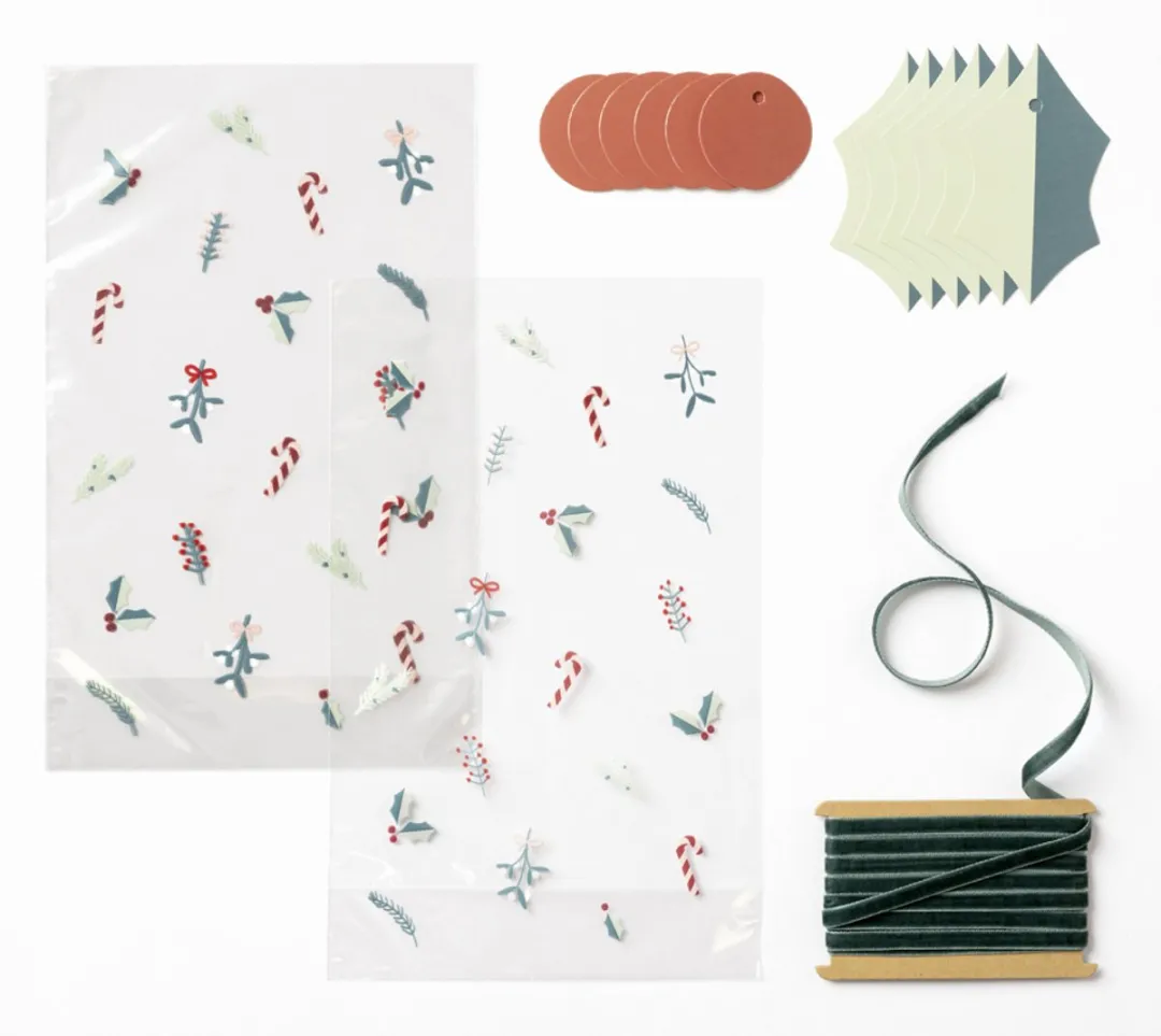Folia Snoepzakjes Set Floral Christmas - 6 Stuks