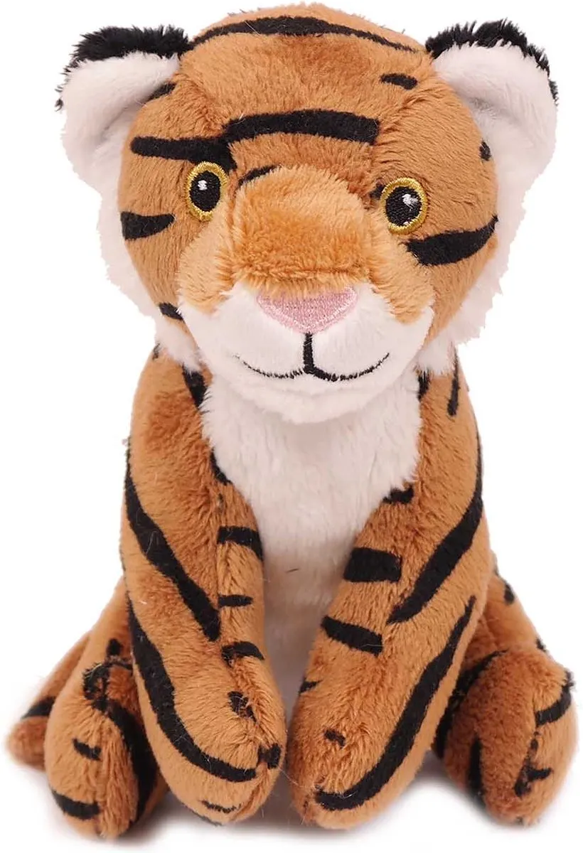 PIA Soft Toys Pluche Knuffeldier Tijger 13cm - Oranjebruin/Wit/Zwart