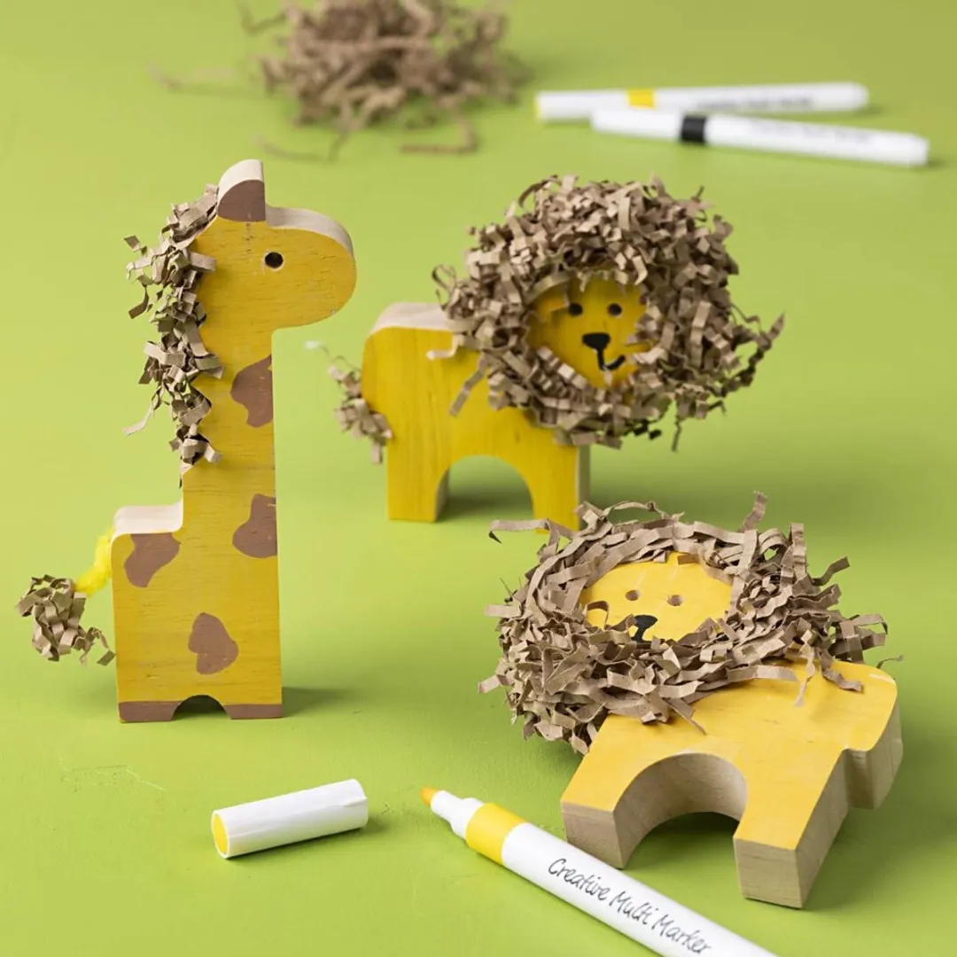 Creativ Company Houten Dieren Safari - 10 Stuks Multicolor