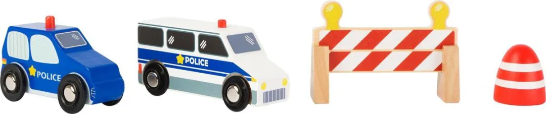Small Foot Houten Politievoertuig 4-delig - Blauw