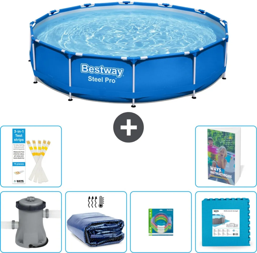 Bestway Steel Pro Zwembad 366x76cm - Blauw - 7-delig