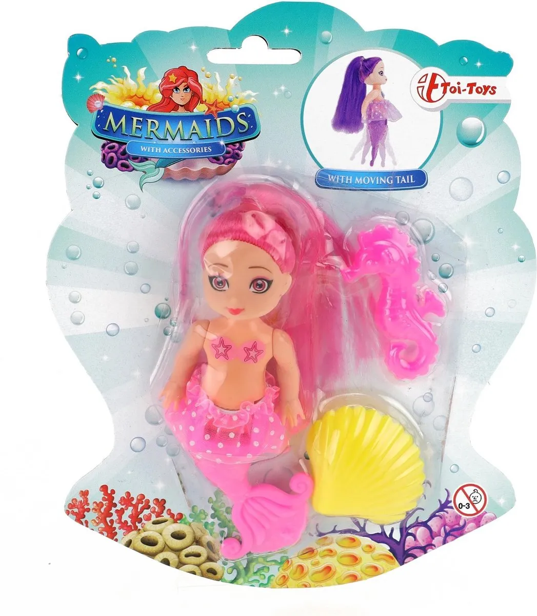 Toi-Toys Zeemeerminpop met Kammetjes 12cm - Roze