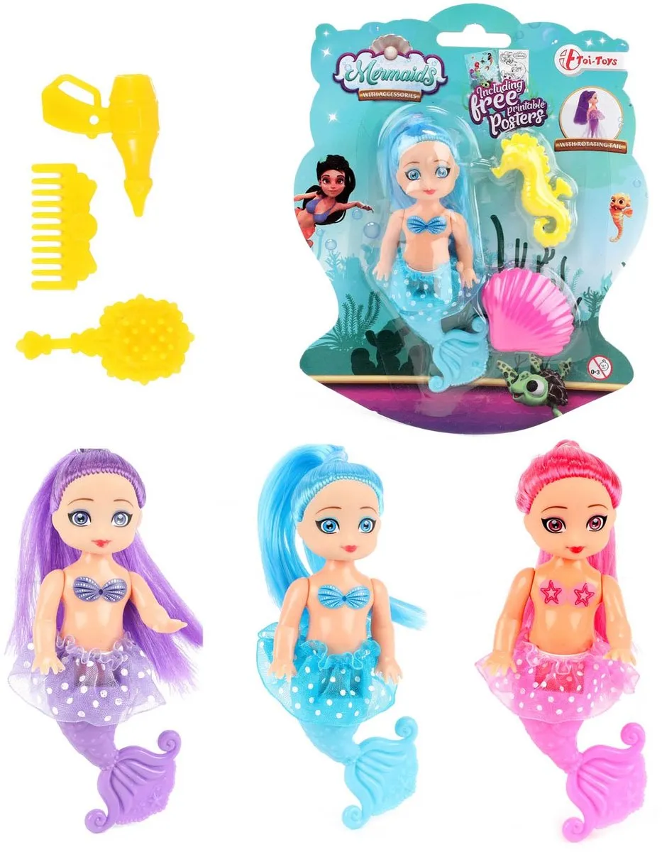 Toi-Toys Zeemeerminpop met Kammetjes 12cm - Roze
