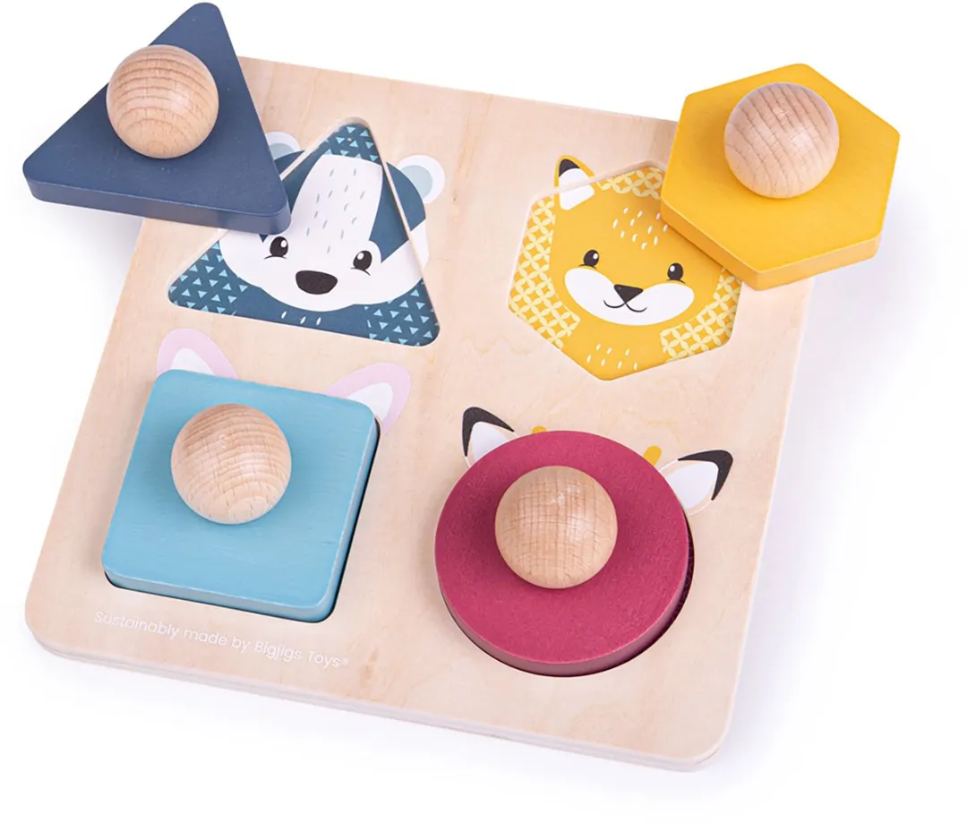 BIGJIGS Houten Dierenvormpuzzel Multicolor