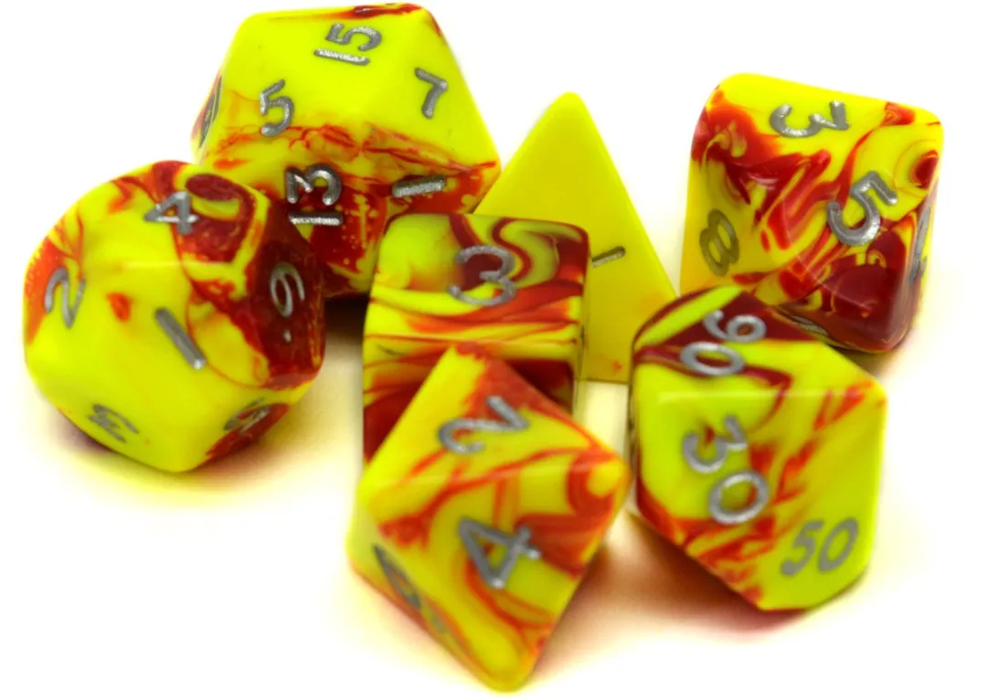 HOT Games Dobbelstenen Set - 7 Stuks - Rood/Goud