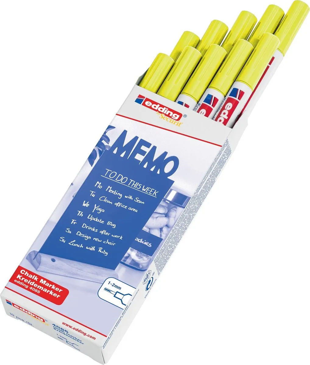 edding by Securit 4085 Krijtstift - Neon Geel - 10 Stuks - afbeelding 2 van 2