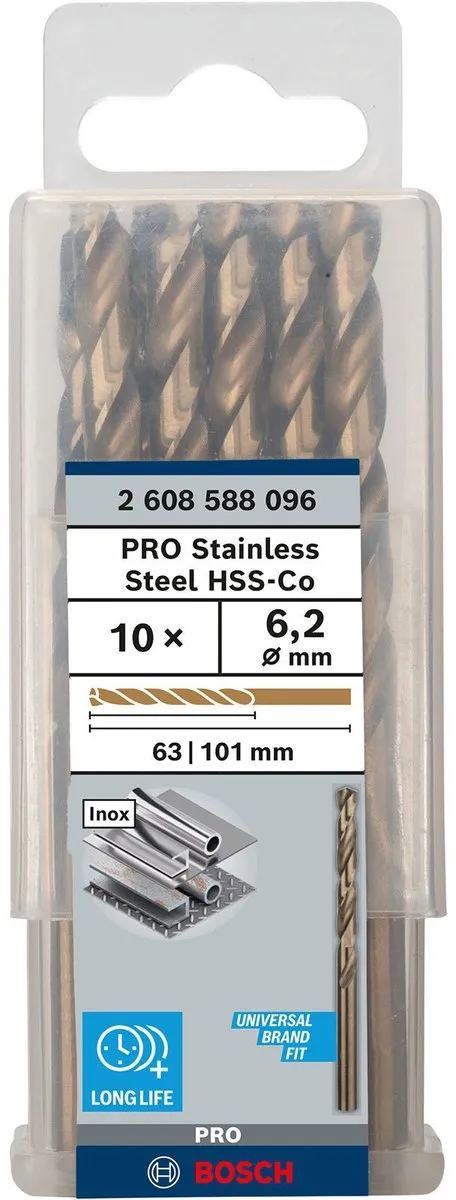 Bosch PRO HSS-Co Spiraalboor RVS 6,2x63x101mm - afbeelding 3 van 4