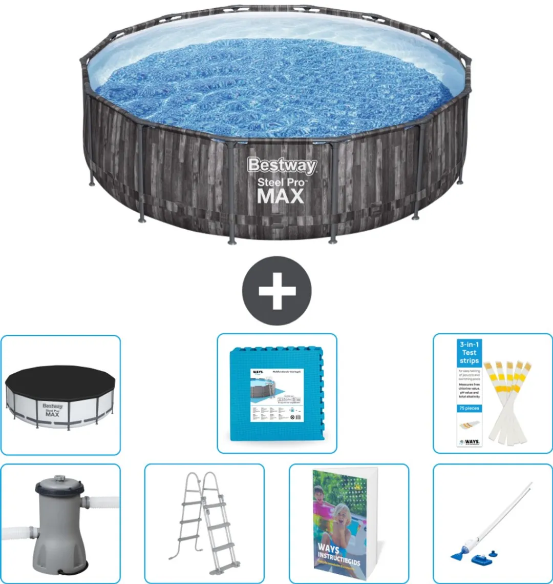 Bestway Steel Pro MAX Zwembad 427cm - 13030L - Grijs