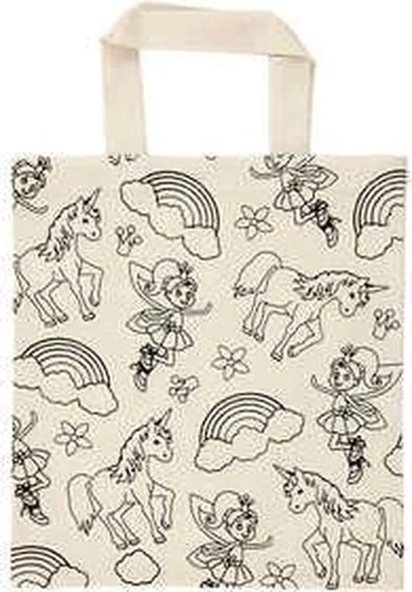 Creativ Company Katoenen Boodschappentas Unicorn 27,5x30cm - Crème