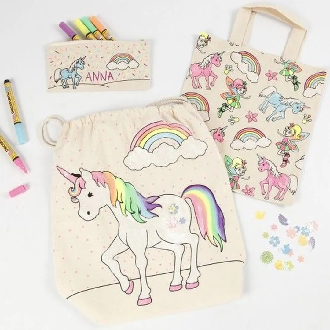Creativ Company Katoenen Boodschappentas Unicorn 27,5x30cm - Crème