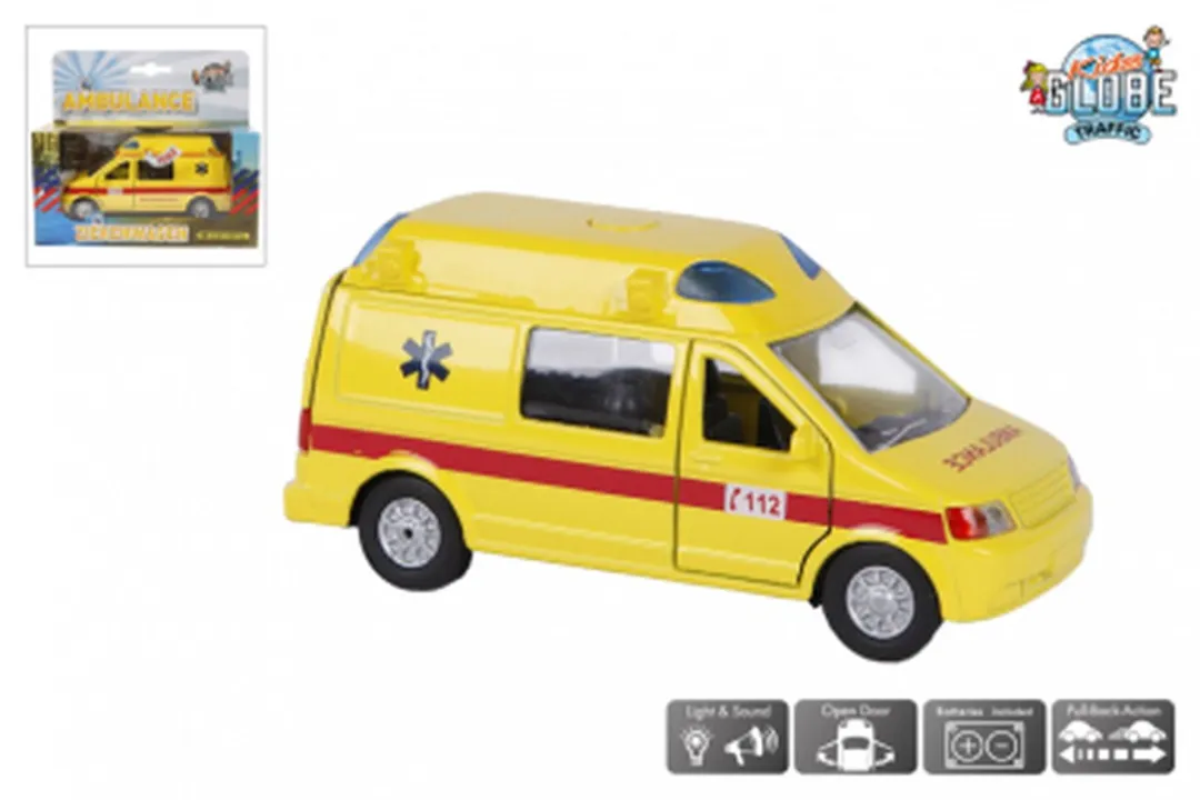 Kids Globe Ambulance Licht Geluid 13cm - Geel