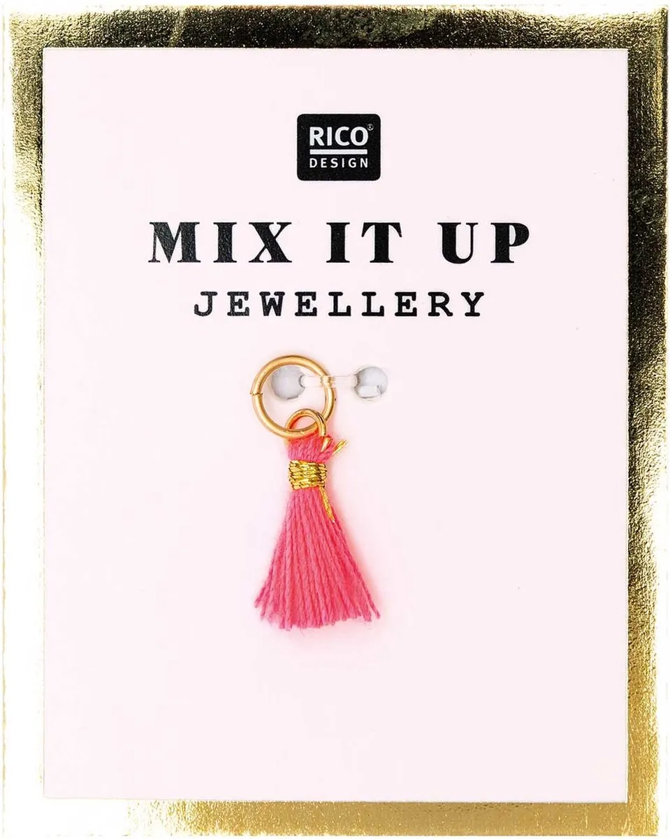 Rico Design Kwastje 11mm Neon Pink met goud oog