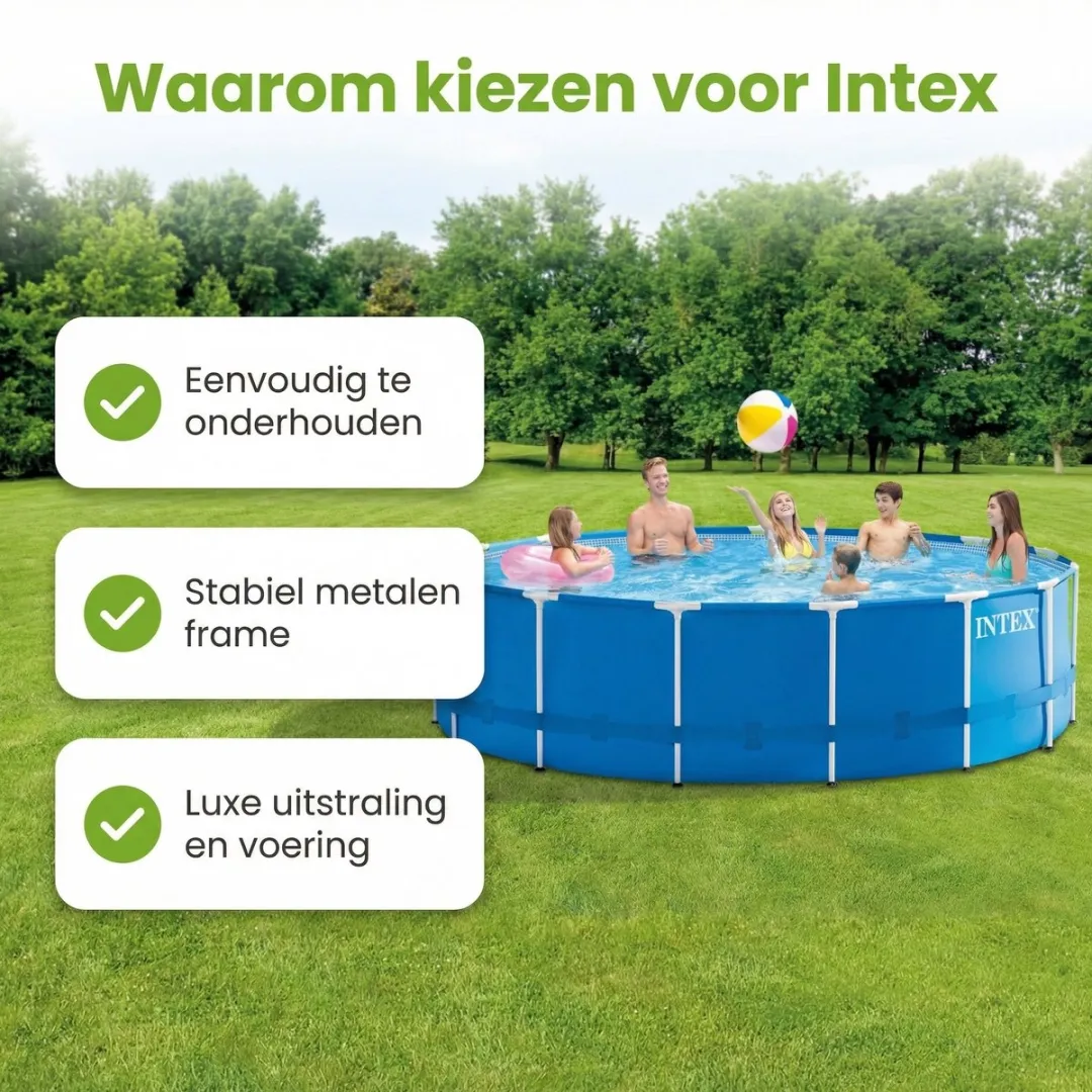 Intex 28242GN-Blauw Rond Frame Zwembad 457x122cm - Blauw