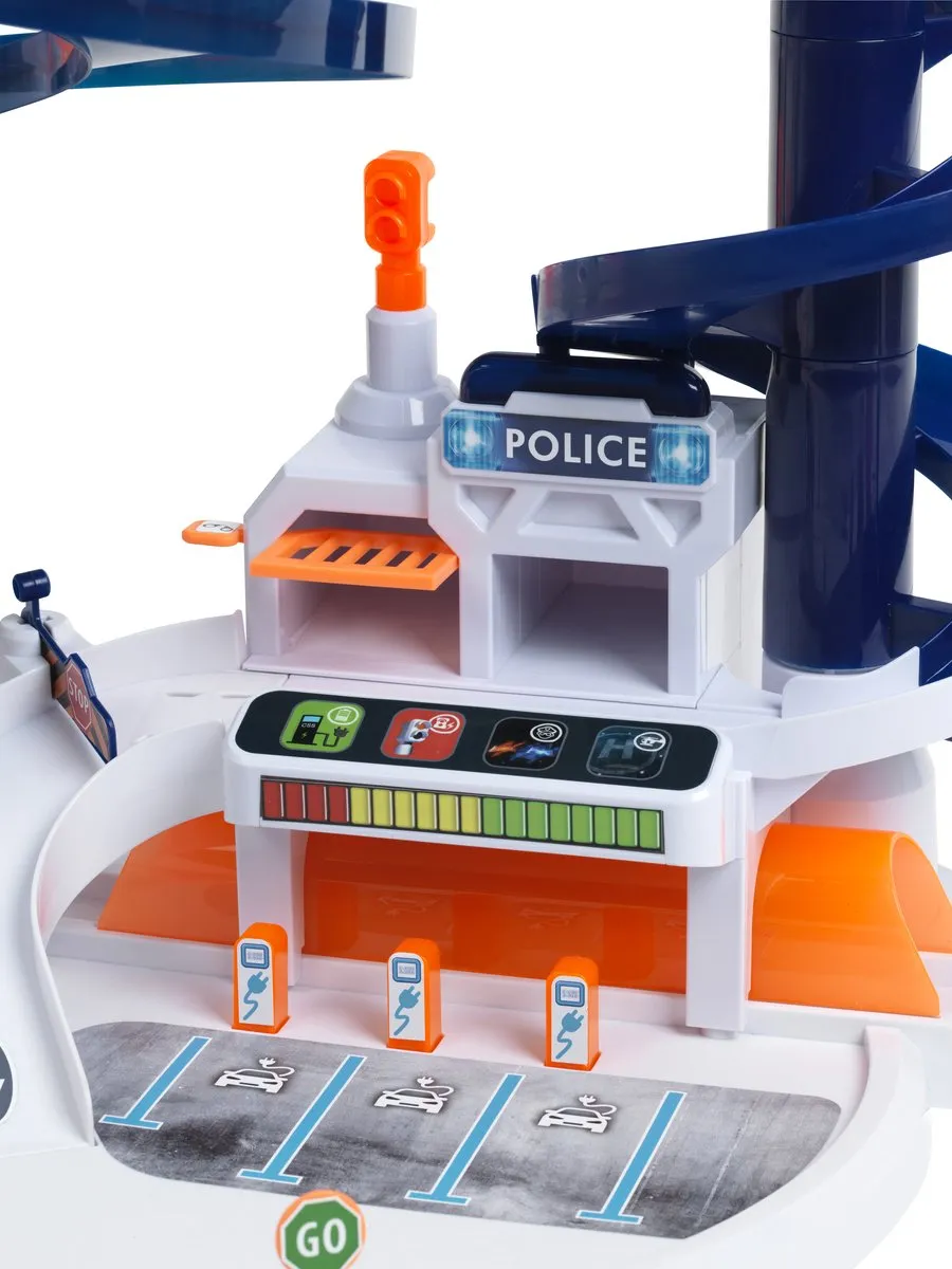Klein Toys Mercedes Parkeergarage 1:64 - 5 Niveaus - Wit/Blauw/Oranje