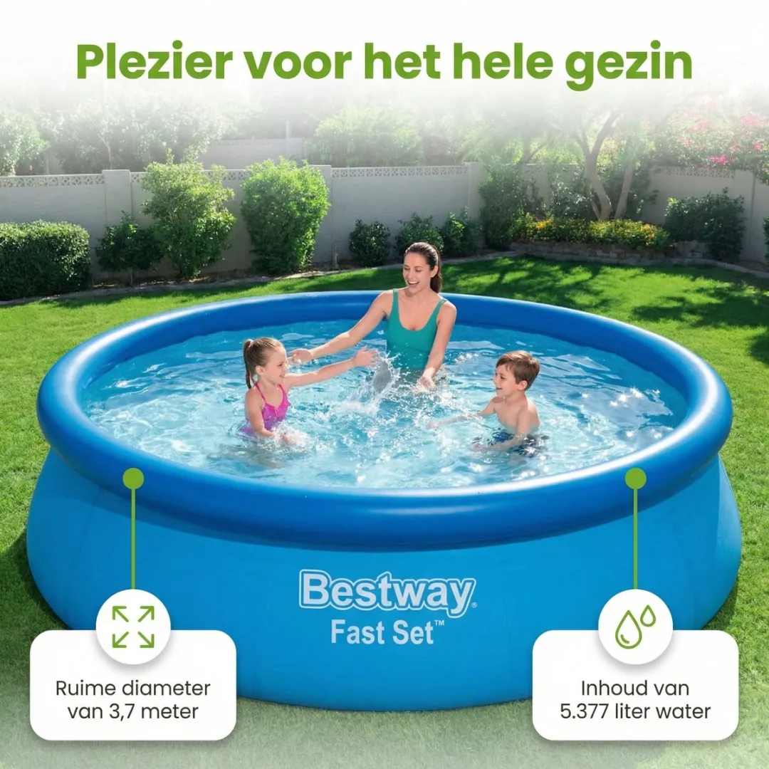 Bestway Fast Set Rond Zwembad 366x76cm - Blauw - 7-delig