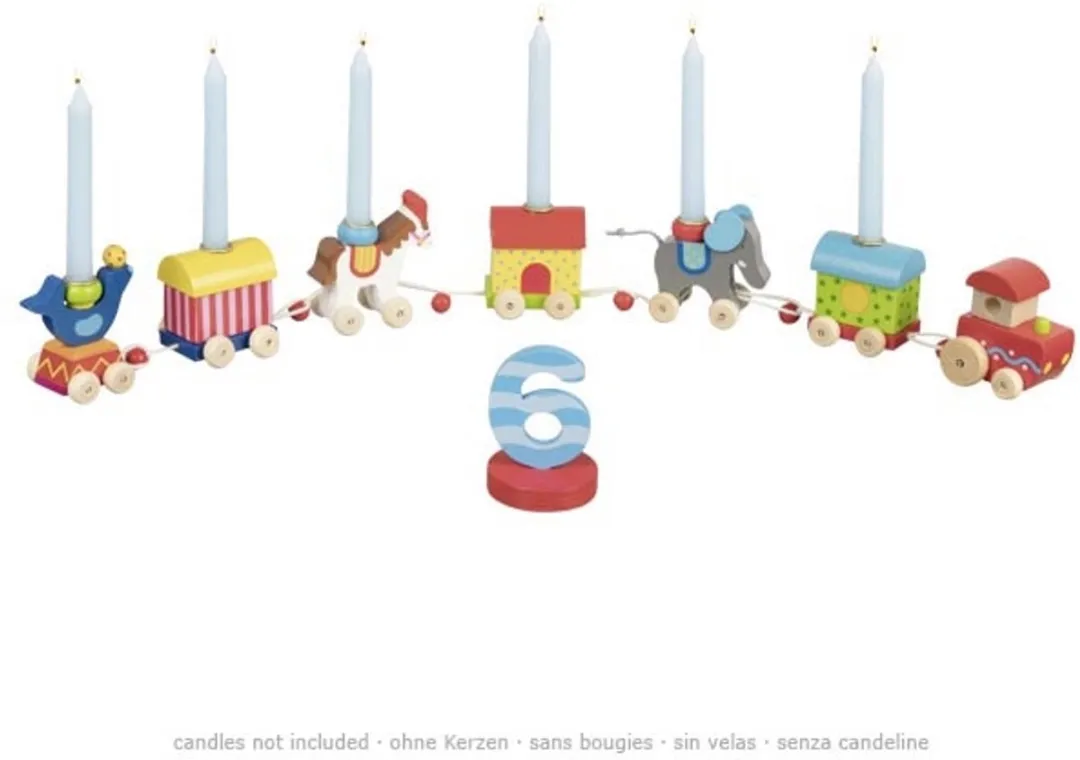 Goki Happy Birthday Trein Circuswereld - Hout - 6 Verwisselbare Cijfers
