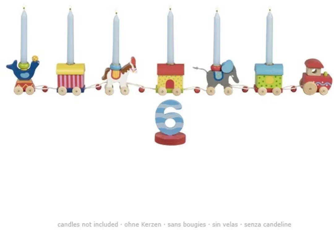 Goki Happy Birthday Trein Circuswereld - Hout - 6 Verwisselbare Cijfers