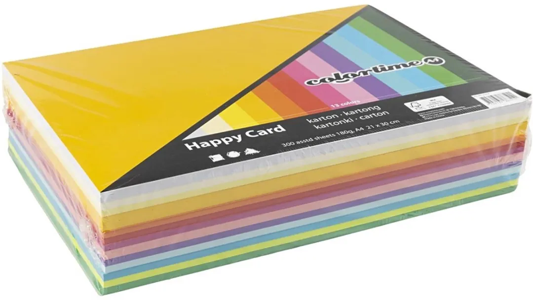 Colortime A4 Karton 180gr 300 Vellen - Multicolor