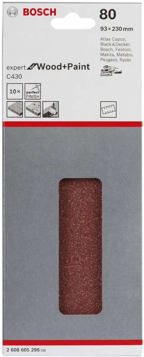 Bosch 10-delige Schuurbladset 93x230mm - 80 - afbeelding 6 van 6