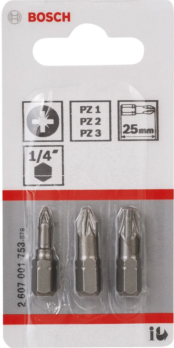 Bosch Extra Hard Bitset 1/4" - 3 Stuks