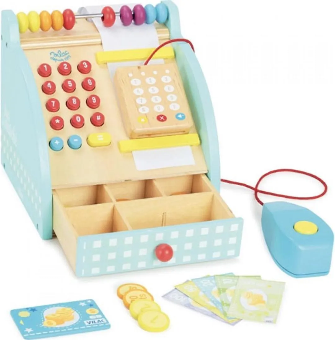 Vilac Houten Kassa Speelgoedset 25-delig - Multicolor