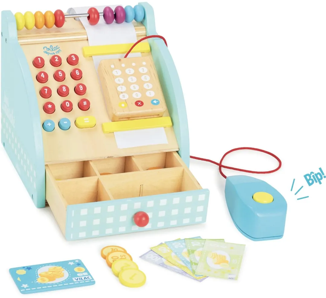 Vilac Houten Kassa Speelgoedset 25-delig - Multicolor