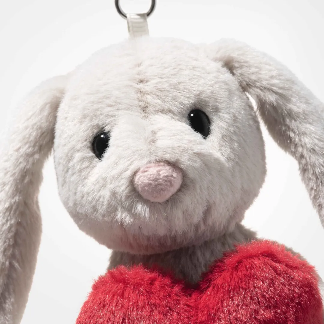 Steiff Pendant Hoppie Rabbit Love 15cm - Lichtgrijs