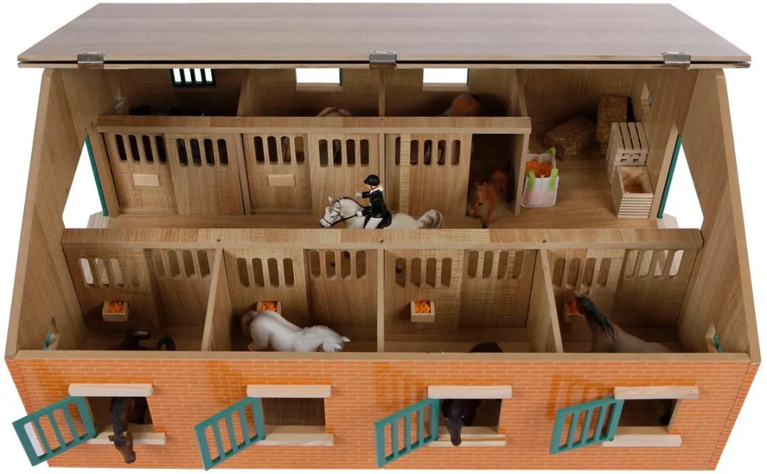 Kids Globe Paardenstal met 7 Boxen - Bruin