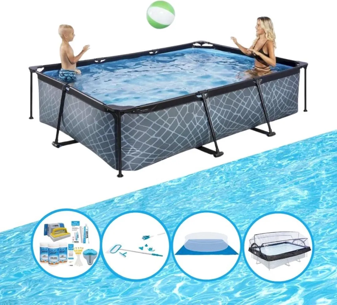 EXIT Toys Stone Grey Zwembadpakket 300x200x65cm