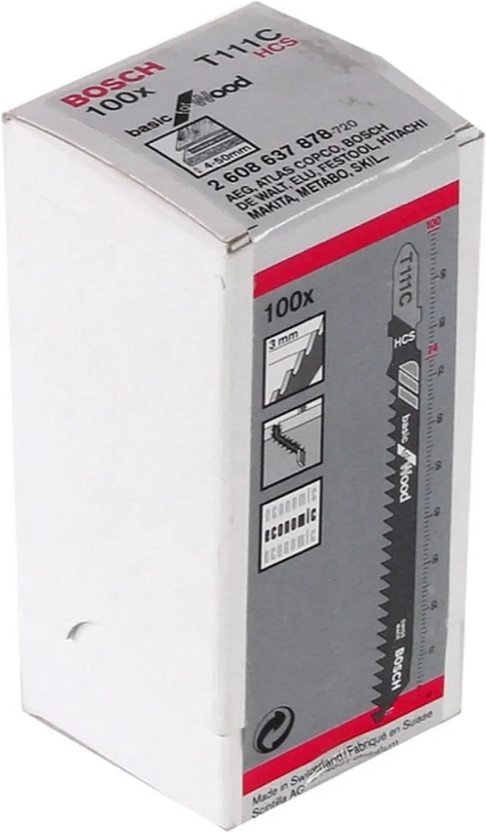 Bosch T 111 C Basic Decoupeerzaagbladen Hout - 100 Stuks