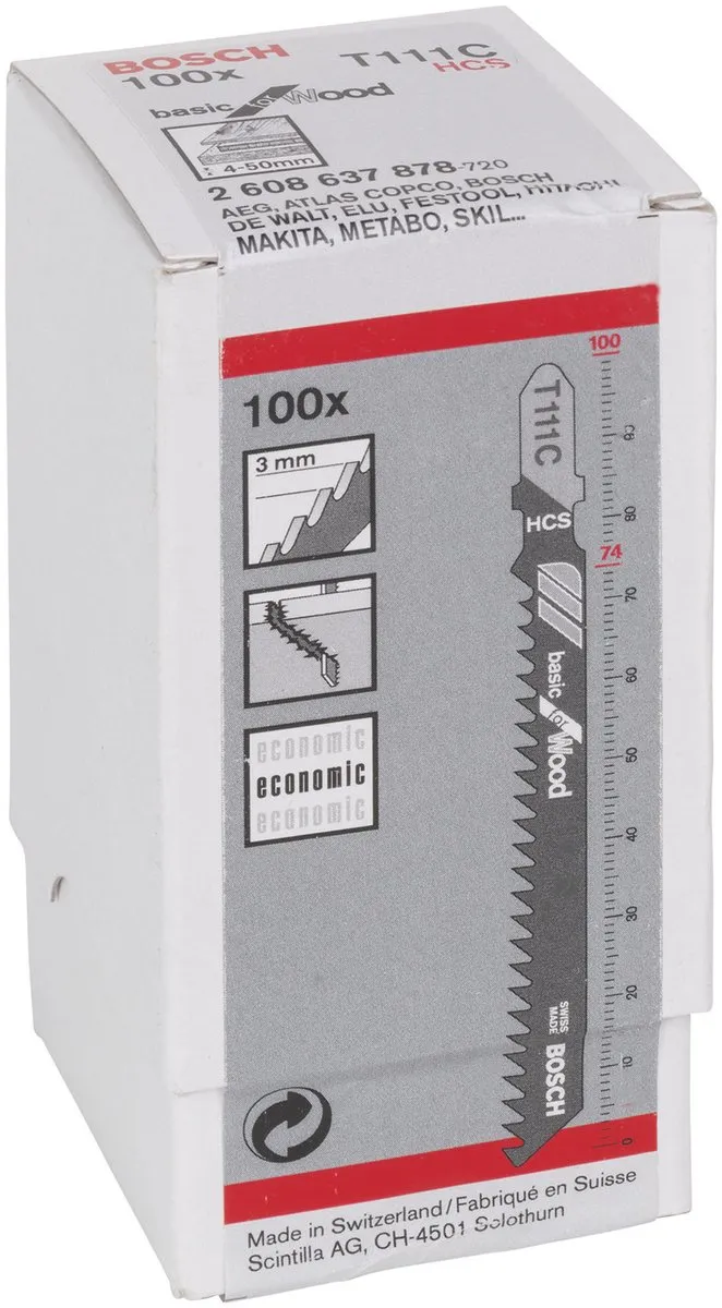 Bosch T 111 C Basic Decoupeerzaagbladen Hout - 100 Stuks