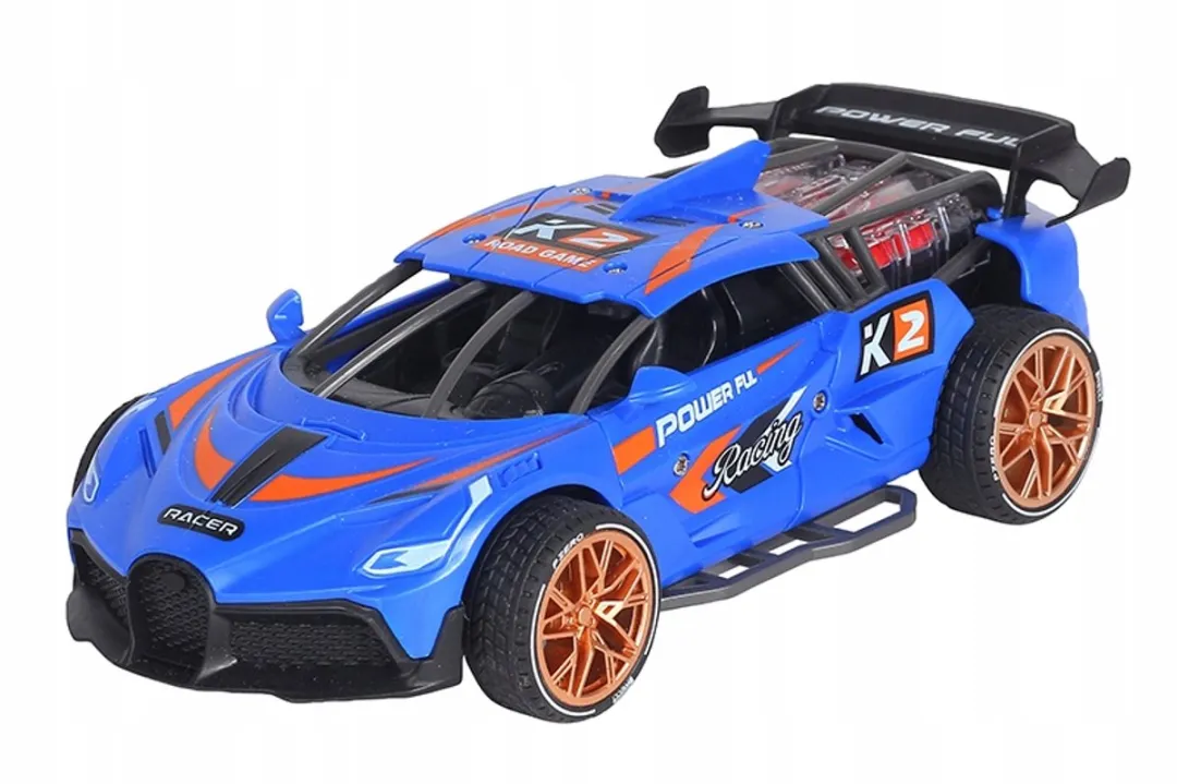 Toys for Boyz Raceauto LED Geluid 19cm - Blauw/Grijs/Rood