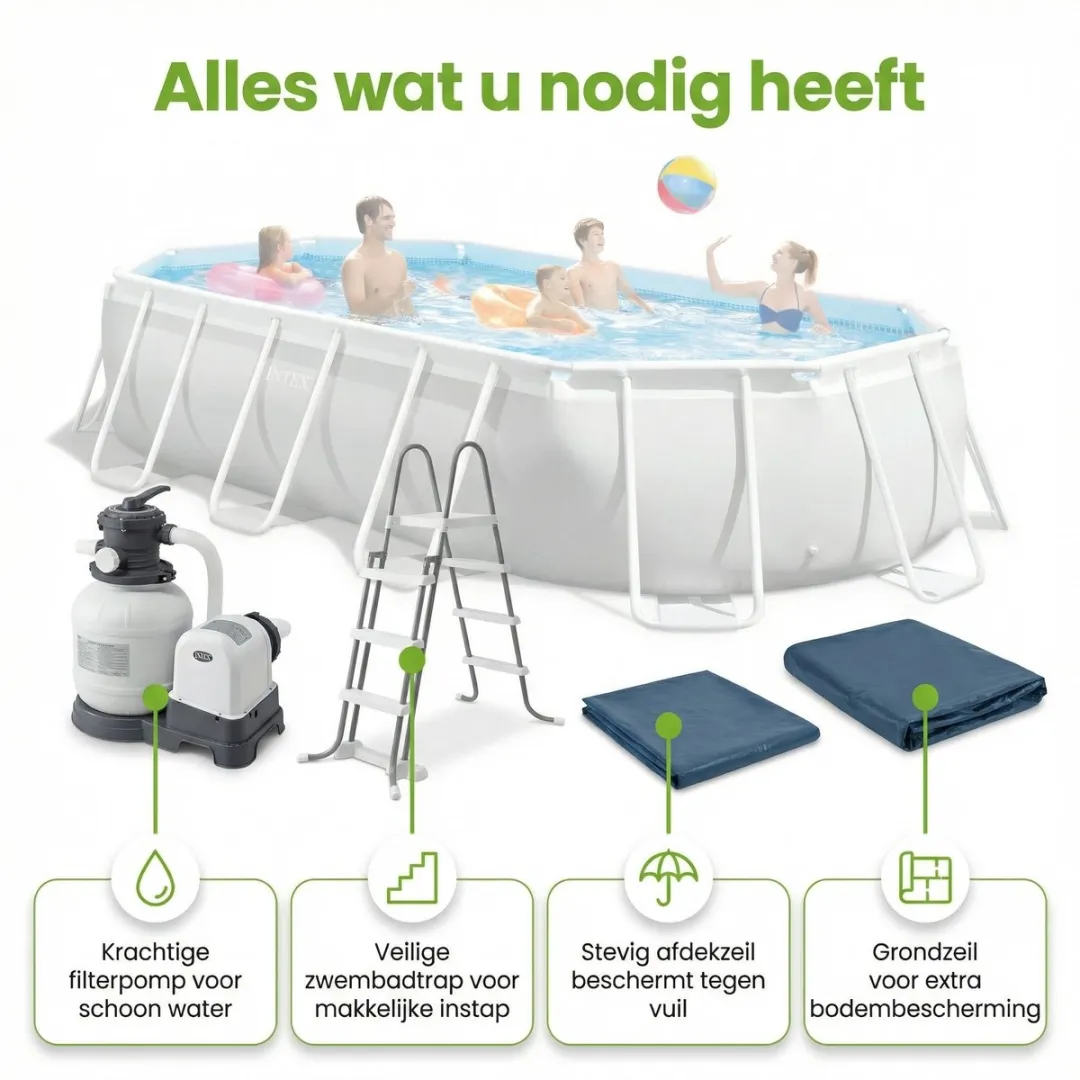 Intex Ovaal Prism Frame Zwembad 503x274x122cm - 9-delig - Grijs - afbeelding 5 van 6