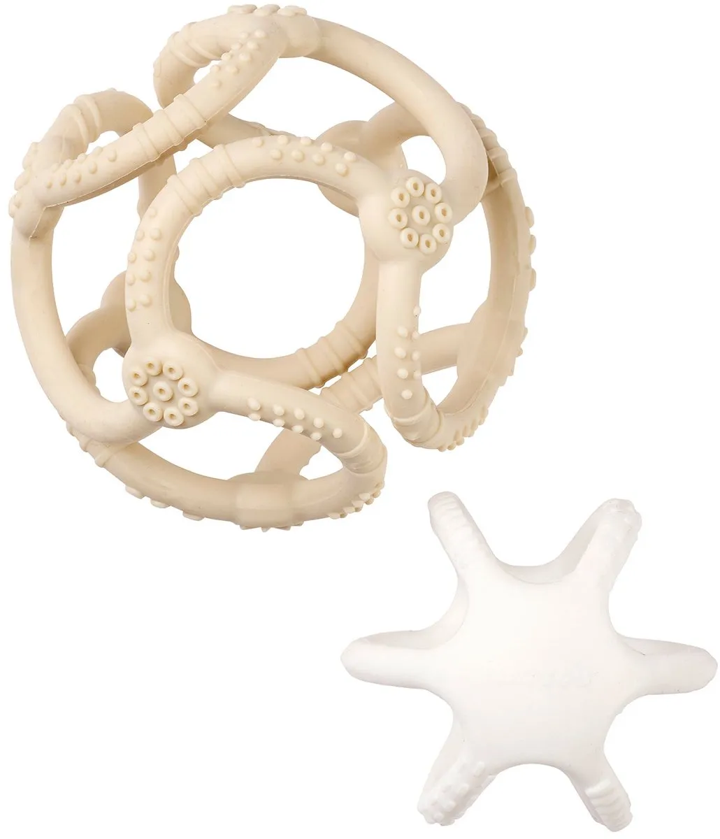 Nattou Silicone Ballen 9cm - Klei/Wit - afbeelding 6 van 6