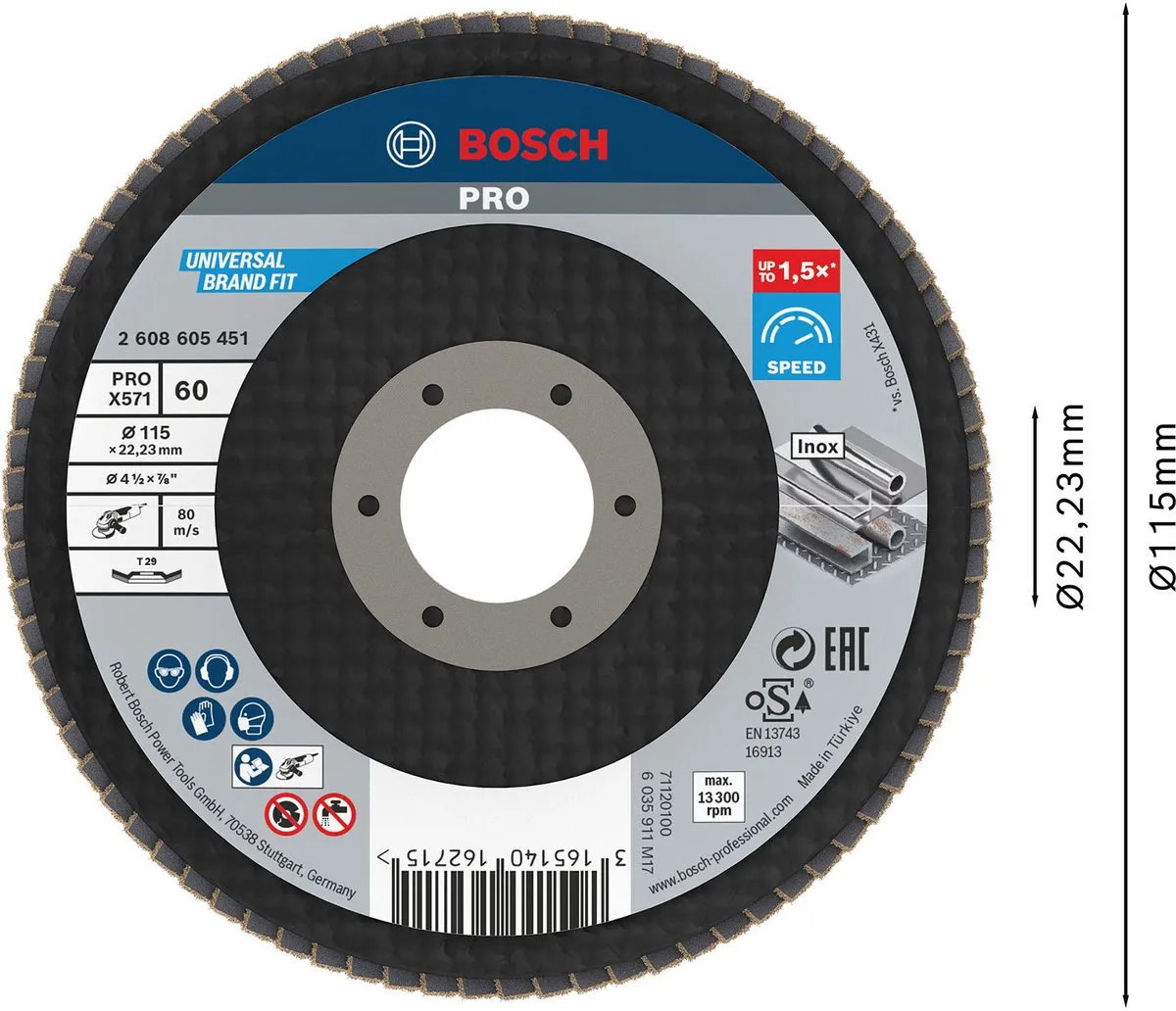 Bosch Lamellenschuurschijf 115mm - 60 Korrel
