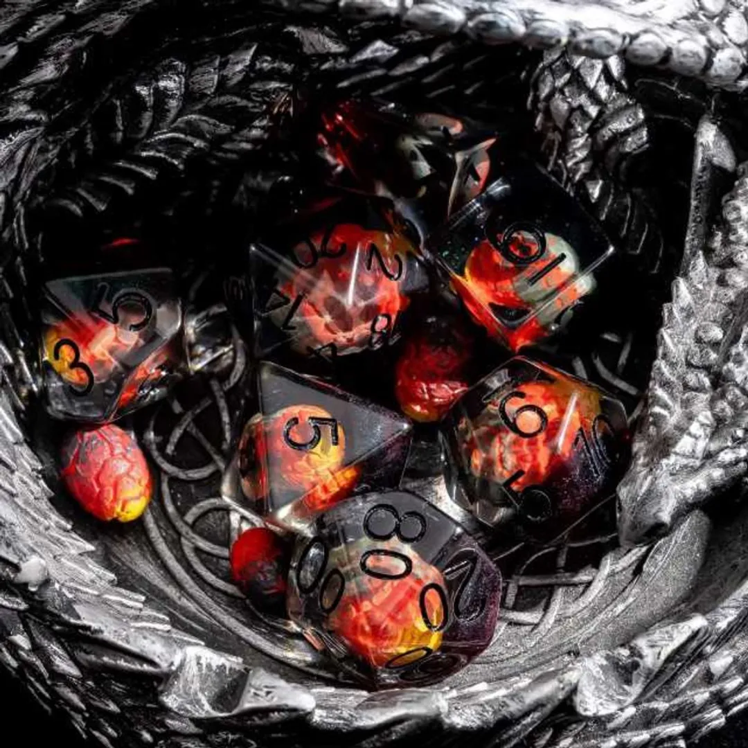 HOT Games Dino Ei D20 Dobbelsteen - 20 Vlakken - Oranje/Rood/Zwart