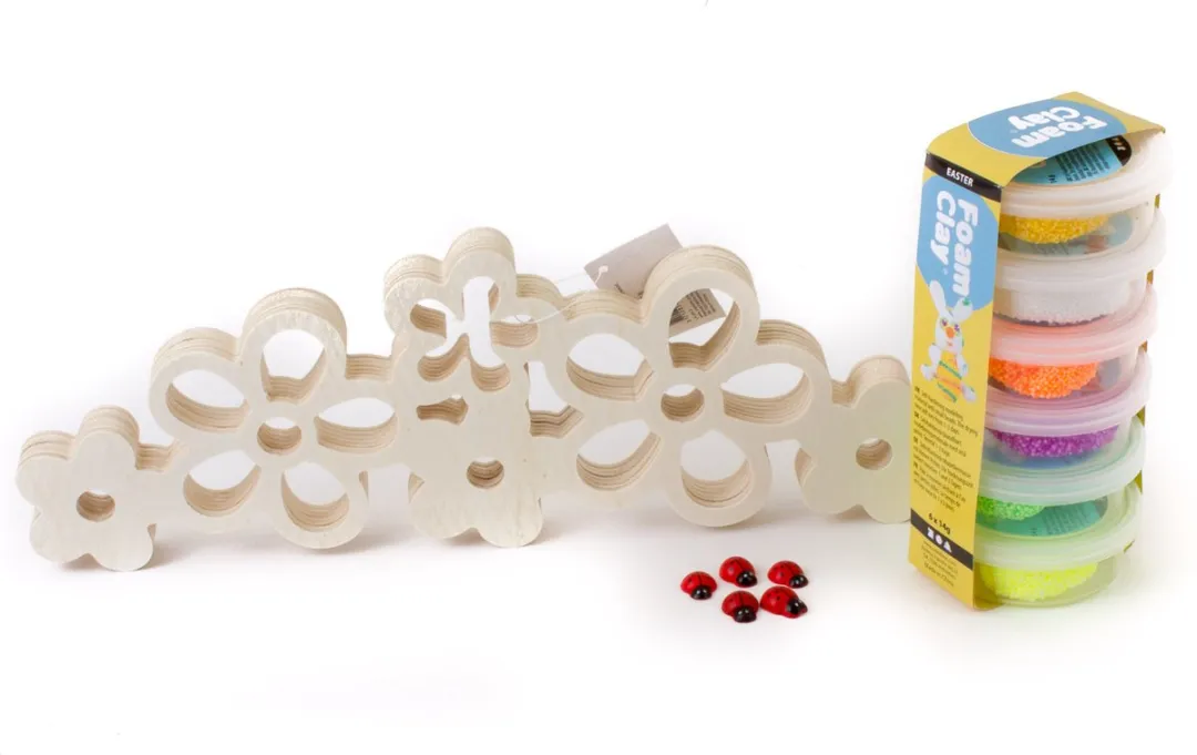 Foam Clay Houten Bloemen Slingerbekleding Set - 13 Stuks
