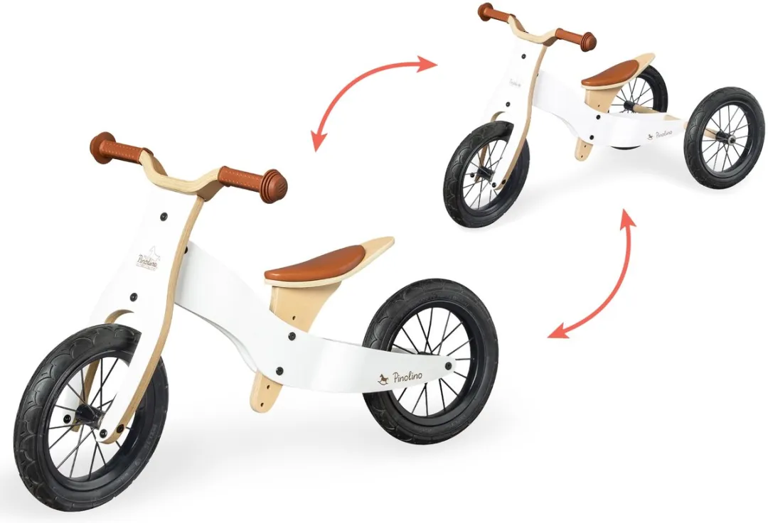 Pinolino Oskar Houten Loopfiets 2-in-1 - Wit/Naturel