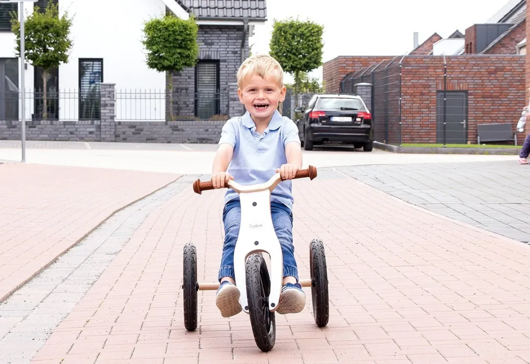 Pinolino Oskar Houten Loopfiets 2-in-1 - Wit/Naturel
