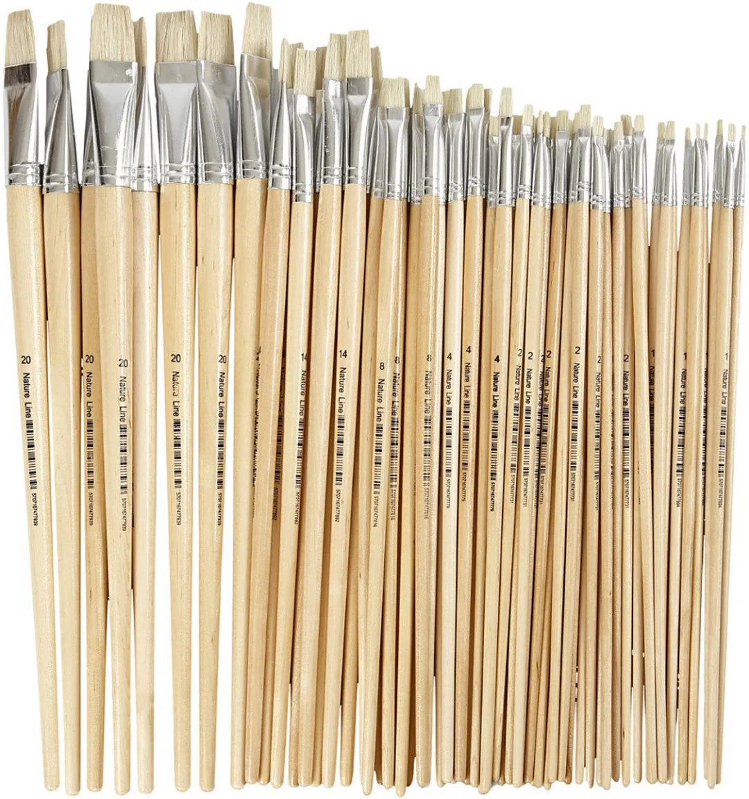 Creativ Company Nature Line Kwasten Lange Steel - 64 Stuks