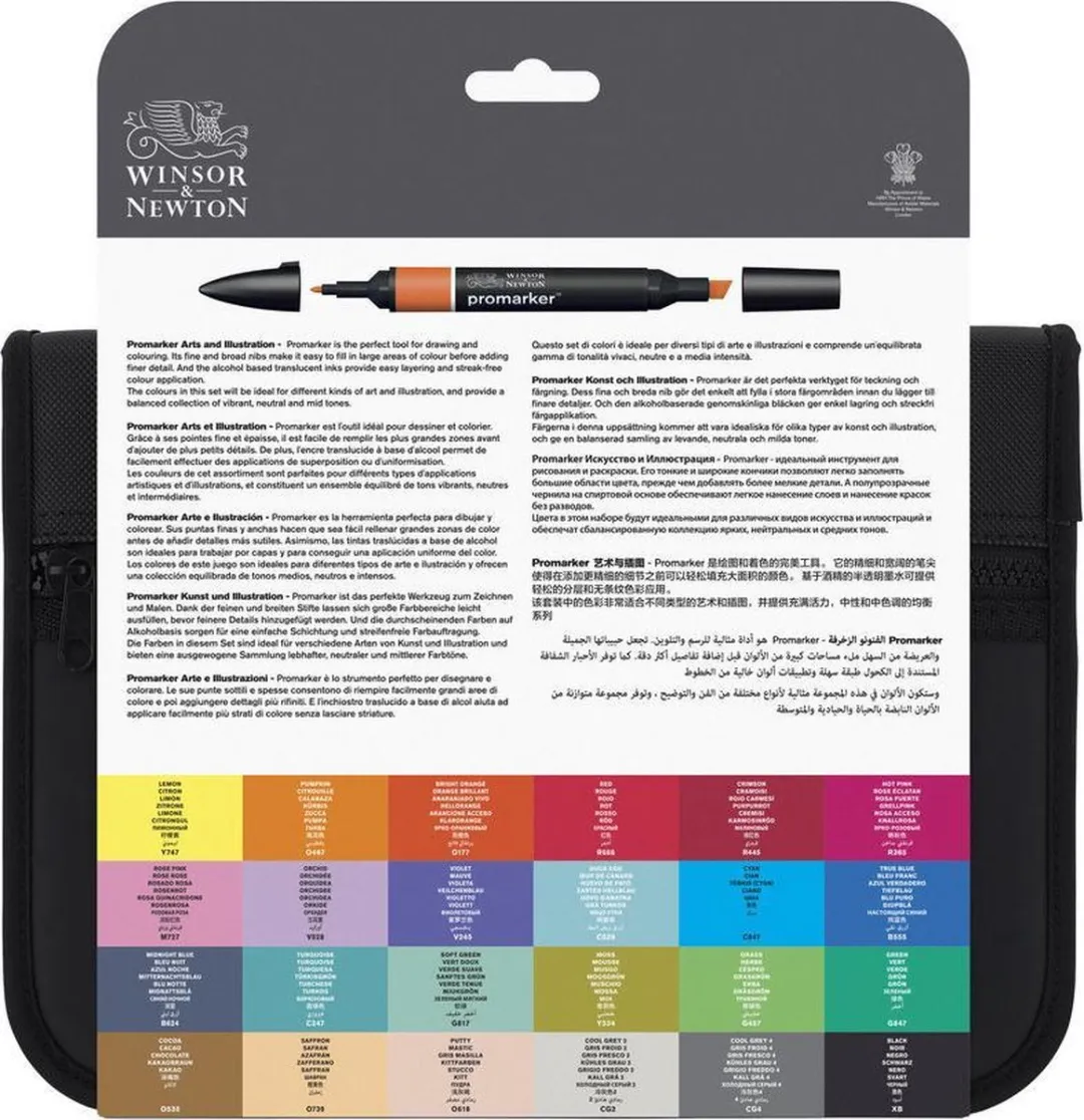 Winsor & Newton Promarker Set 24 Stuks - Alcoholmarkers
