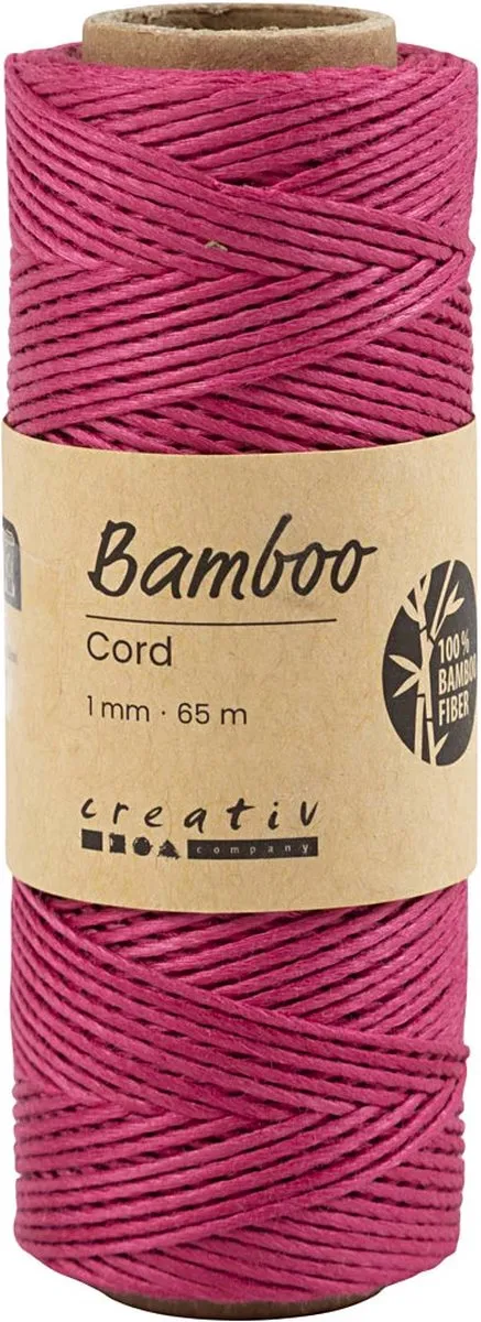 Creativ Company Bamboekoord 1mm Donkerroze 65m