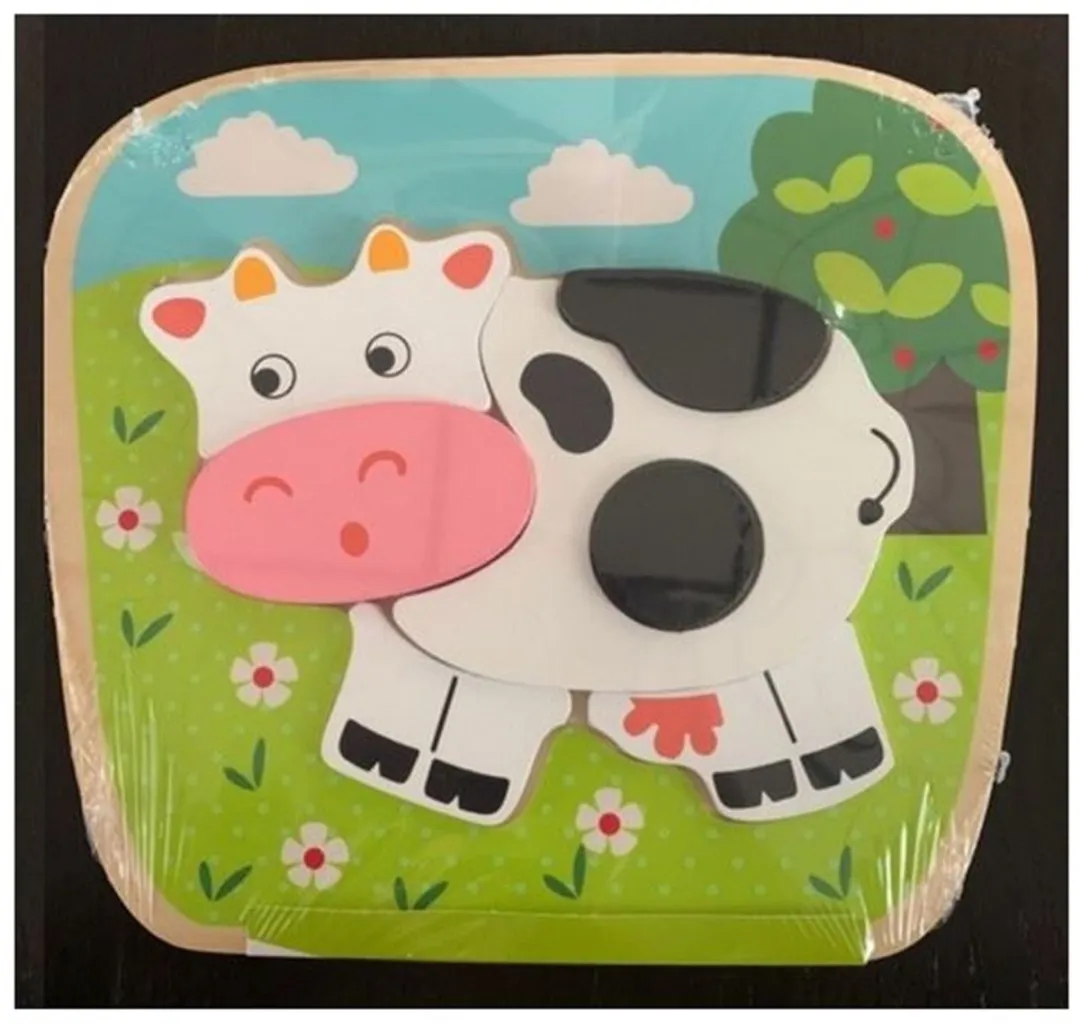 Simply for Kids Houten Vormenpuzzel Koe SG39004 - 6 Stuks