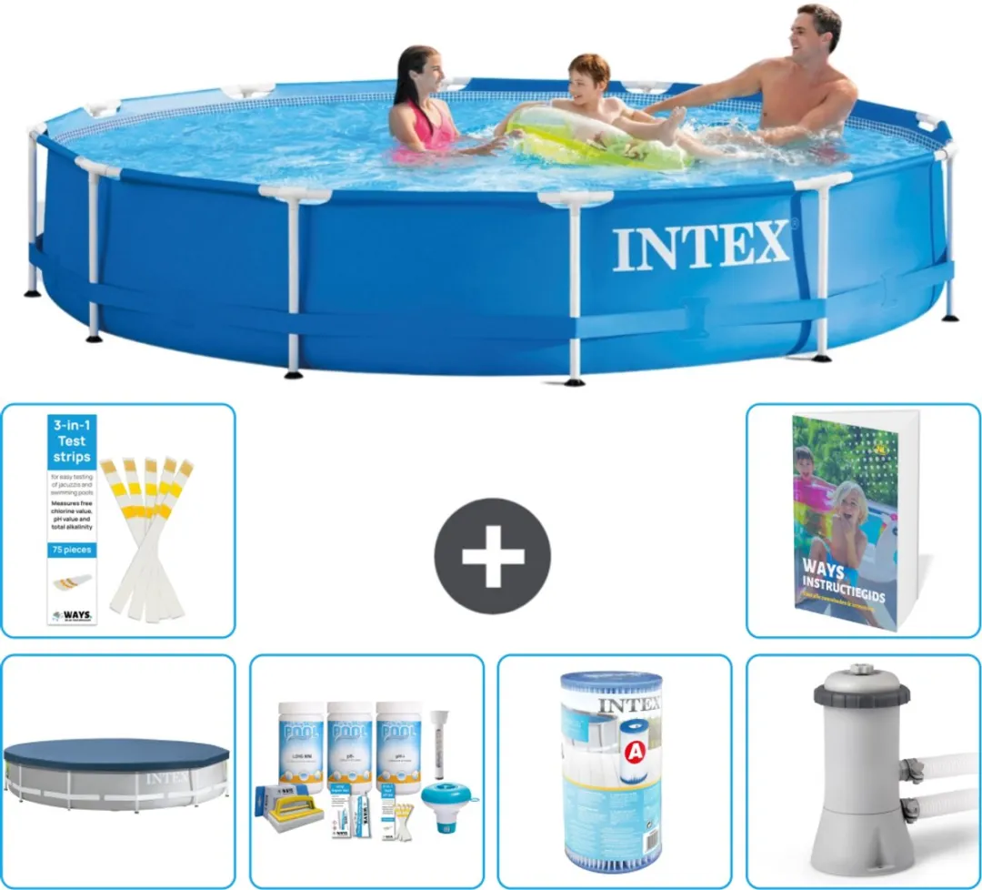Intex 28210NP-Blauw Rond Frame Zwembad 366x76cm