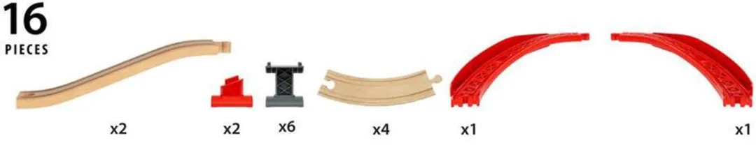 BRIO Oplopende Gebogen Rails Pack 33995 - 16 Stuks - Multicolor
